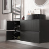 Linnea 1000mm Black Wall Hung Vanity Unit with Countertop Basin and Side Unit