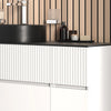 Linnea White 1600mm Wall Hung Vanity Unit with Black Sink & Side Units