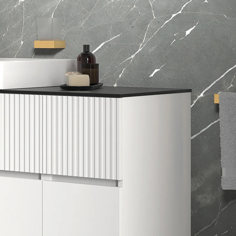 Linnea 1600mm White Wall Hung Vanity Unit with Side Units and White Basin