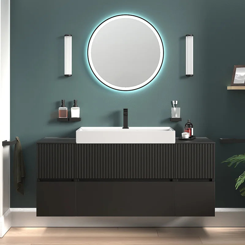 Linnea 1300mm Black Wall Hung Vanity Unit with Side Units