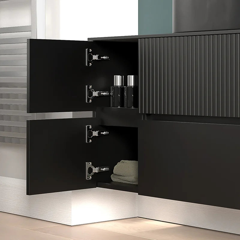 Linnea 1300mm Black Wall Hung Vanity Unit with Side Units