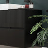 Linnea 1300mm Black Wall Hung Vanity Unit with Side Units and White Basin