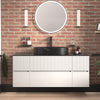 Linnea 1300mm White Wall Hung Vanity Unit with Side Units and Black Countertop Basin