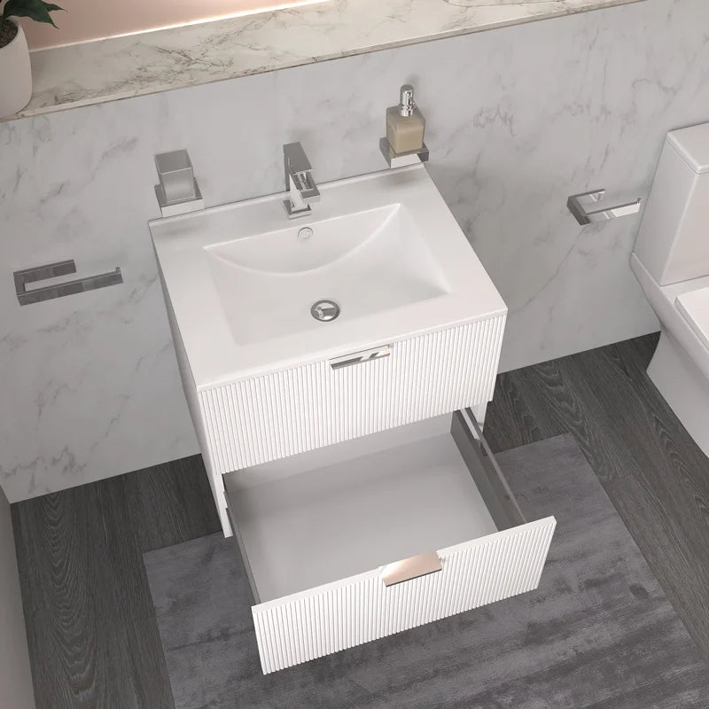 Sonix 600mm White Fluted Wall Hung Vanity Unit