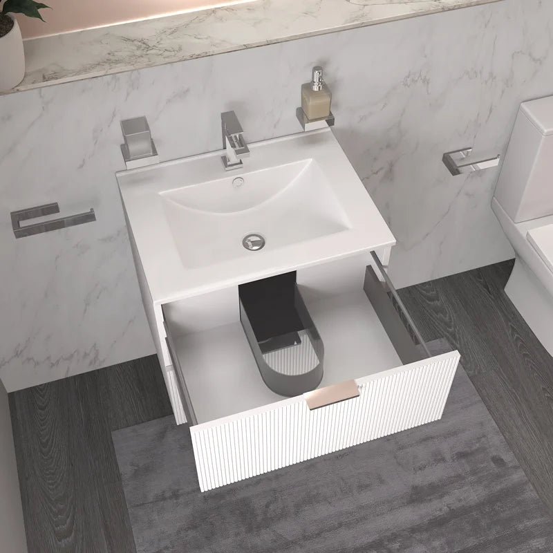 Sonix 600mm White Fluted Wall Hung Vanity Unit