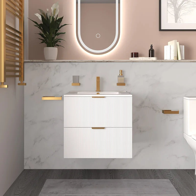 Sonix 600mm White Fluted Wall Hung Vanity Unit