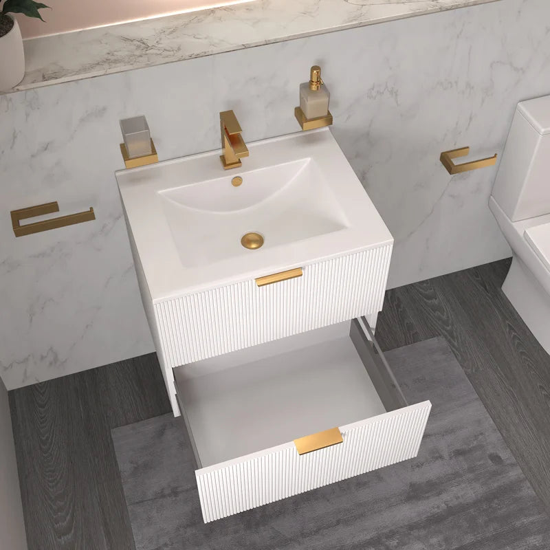 Sonix 600mm White Fluted Wall Hung Vanity Unit