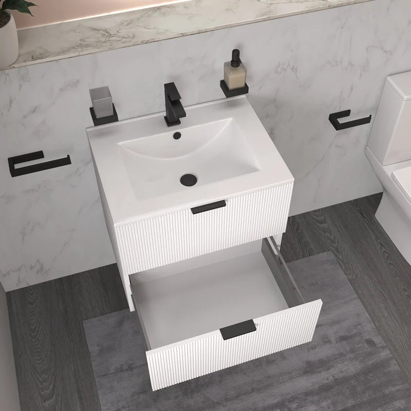 Sonix 600mm White Fluted Wall Hung Vanity Unit