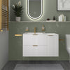Sonix White 900mm Wall Hung Fluted Vanity Unit with Side Storage