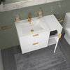 Sonix White 900mm Wall Hung Fluted Vanity Unit with Side Storage