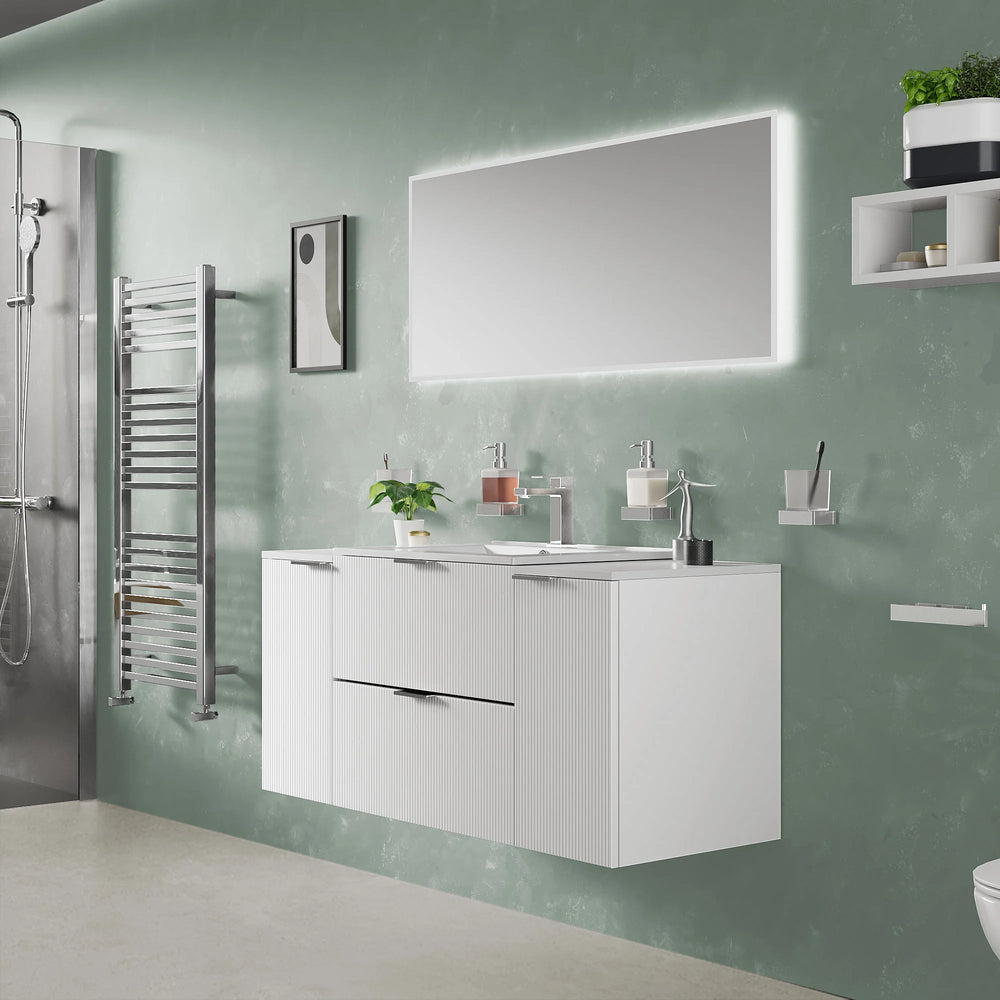 Sonix White 1200mm Wall Hung Fluted Vanity Unit