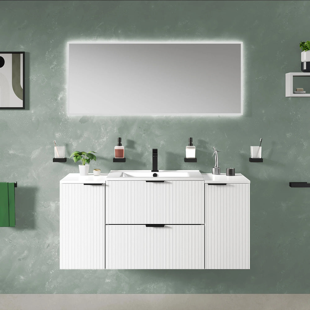 Sonix White 1200mm Wall Hung Fluted Vanity Unit