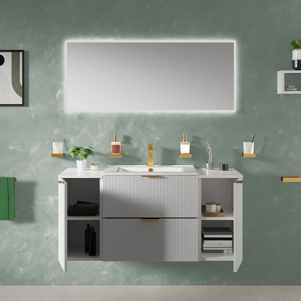 Sonix White 1200mm Wall Hung Fluted Vanity Unit