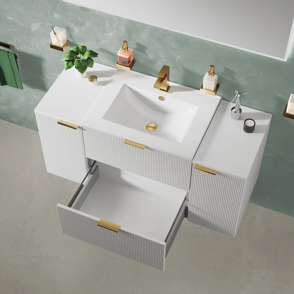Sonix White 1200mm Wall Hung Fluted Vanity Unit