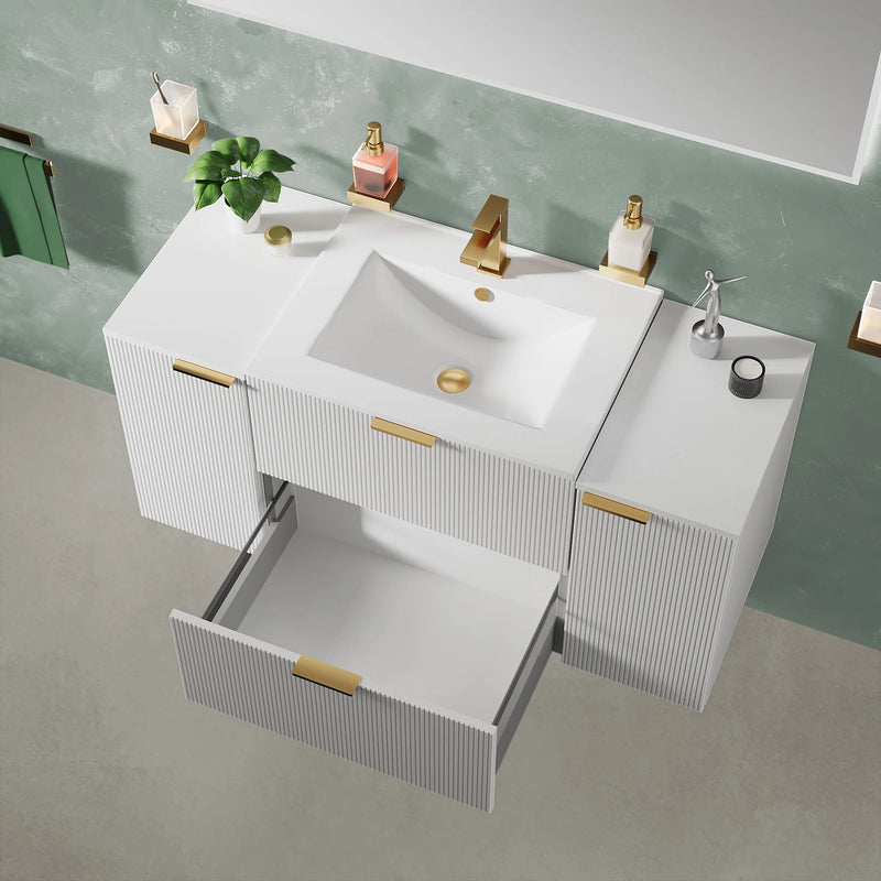 Sonix White 1200mm Wall Hung Fluted Vanity Unit