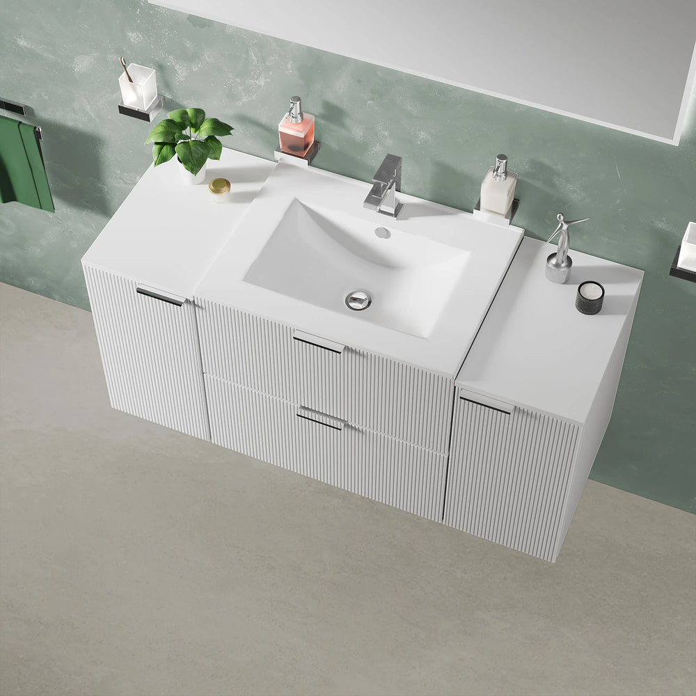 Sonix White 1200mm Wall Hung Fluted Vanity Unit