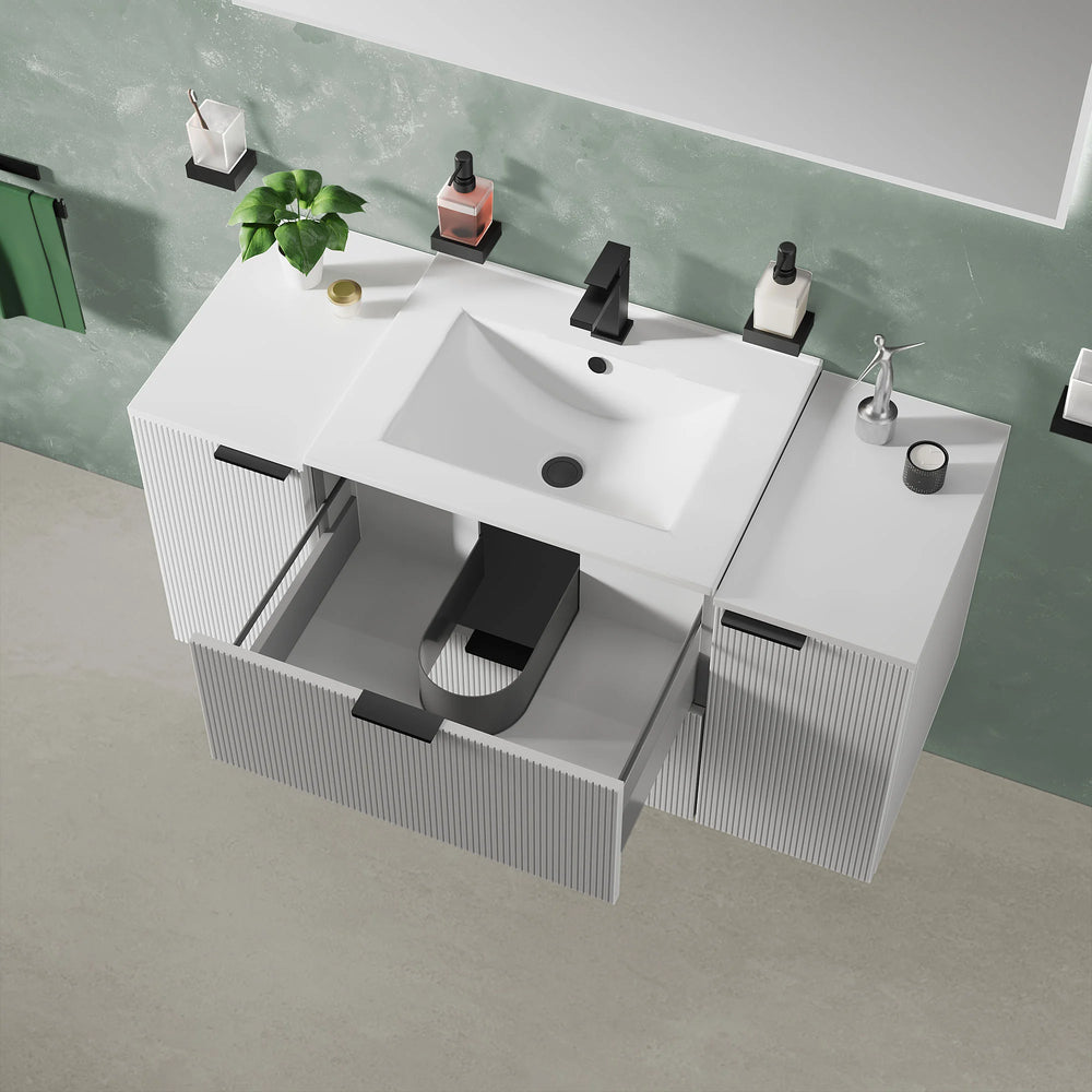 Sonix White 1200mm Wall Hung Fluted Vanity Unit