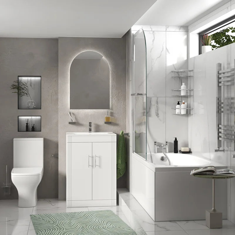 Celeste 600mm White Vanity Unit, Toilet, and Bath Suite