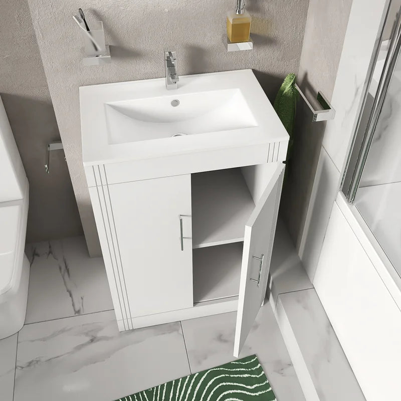 Celeste 600mm White Vanity Unit, Toilet, and Bath Suite