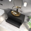 Linnea 1000mm Black Wall Hung Vanity Unit with Countertop Gold Sink