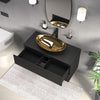 Linnea 1000mm Black Wall Hung Vanity Unit with Countertop Gold Sink