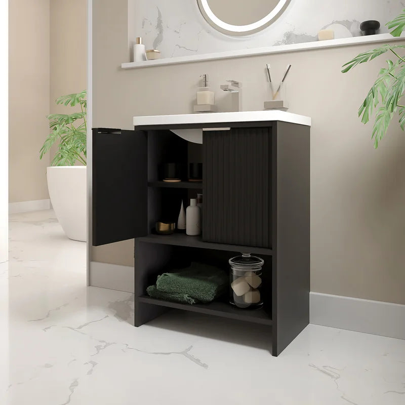 Linnea 600mm Black Floorstanding Vanity Unit