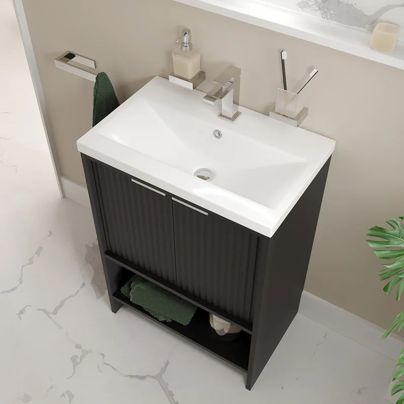 Linnea 600mm Black Floorstanding Vanity Unit