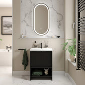 Linnea 600mm Black Floorstanding Vanity Unit with Black Tap