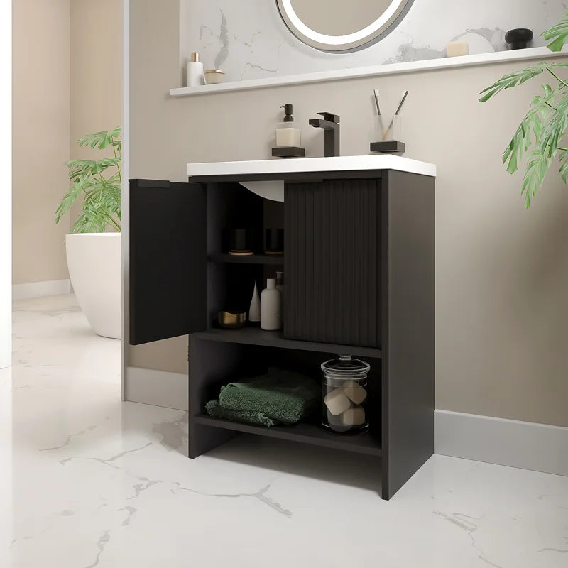 Linnea 600mm Black Floorstanding Vanity Unit