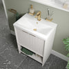 Linnea 600mm Cashmere Floorstanding Vanity Unit with Gold Tap