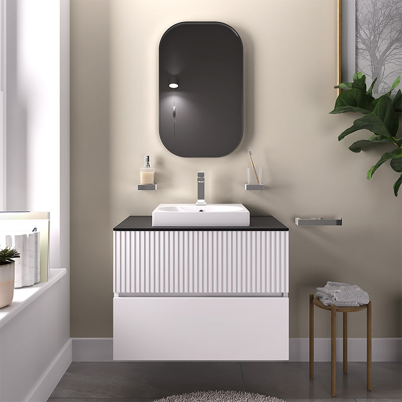 Linnea 700mm White Wall Hung Vanity Unit with White Square Basin