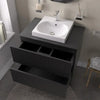 Linnea 700mm Black Wall Hung Vanity Unit with White Square Basin