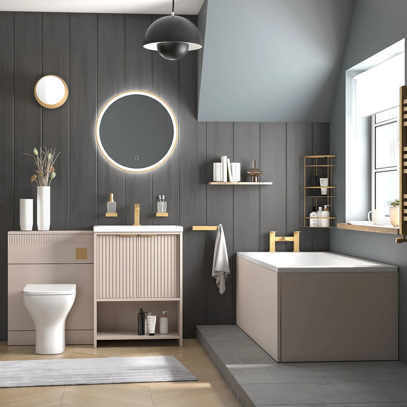 Linnea Cashmere Suite with Vanity Unit, Back-to-wall Toilet Unit, and Bath - Gold