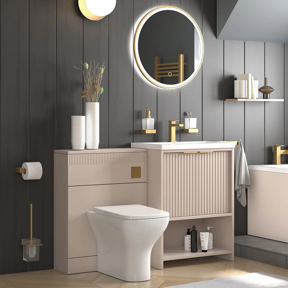Linnea Cashmere Suite with Vanity Unit, Back-to-wall Toilet Unit, and Bath - Gold