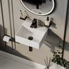 Compact basin 330 x 290 x 115mm in white, small cloakroom and ensuite space-saving design