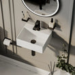 Compact basin 330 x 290 x 115mm in white, small cloakroom and ensuite space-saving design