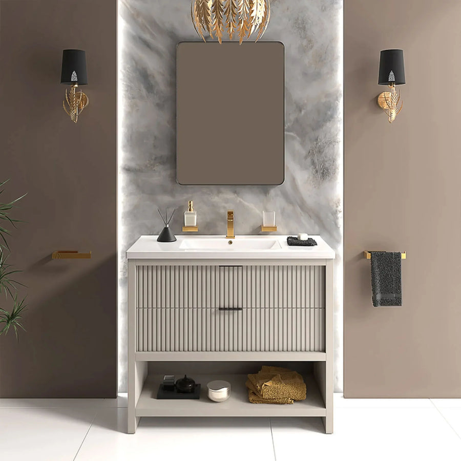 Linnea Cashmere Suite with 1200mm Havana Gold Shower Enclosure — Vanity, Toilet Unit & Shower