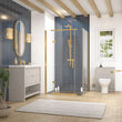 Linnea Cashmere 1000mm Vanity Unit, BTW Toilet Unit and 1200mm Corner Shower Enclosure Suite | Clear or Smoked Glass | Gold Hardware