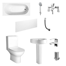 Karizma Small Bath Suite with Basin, Pedestal, Toilet, Bath, Taps & Waste