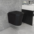 Alessio wall hung toilet pan in matt black, bold modern space-saving design lifting off the floor