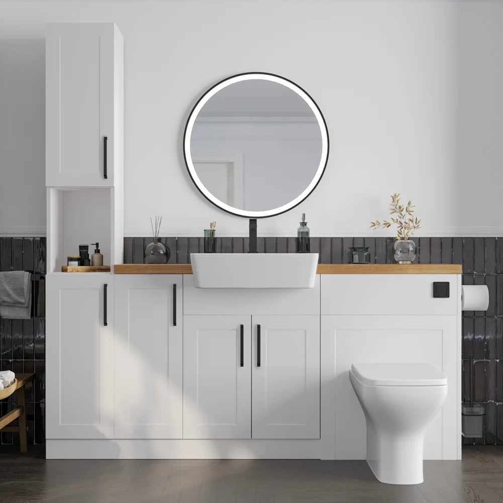 Oliver 1700 Matt White Shaker Fitted Furniture Combination with Tall Boy