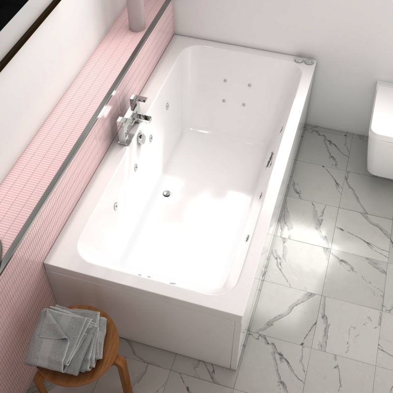 1800 x 900mm 16 Jets Double Ended Whirlpool Bath with Optional 12 Jet Air Spa