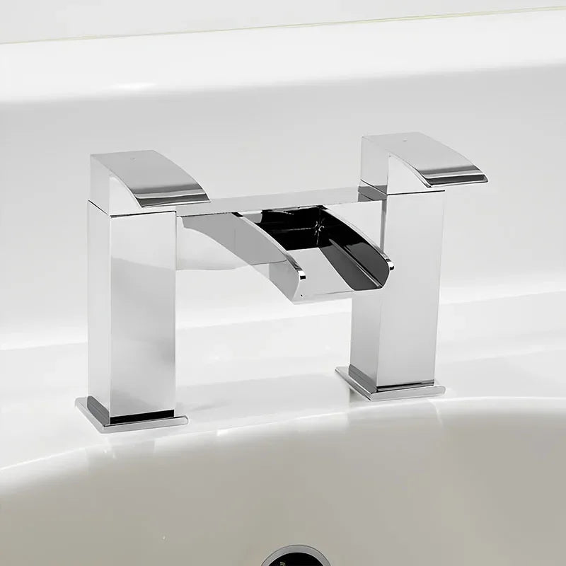 Glenoe waterfall bath filler tap in chrome, calming cascading water flow with modern lever design