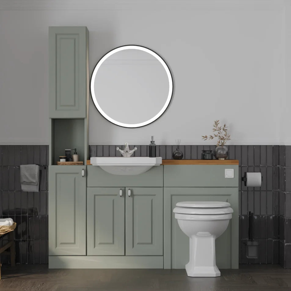 Oliver Traditional Sage Green Fitted Furniture Combination with Tall Boy Storage