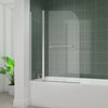 Radiant D-shaped bath screen with inline panel and rail, 1400 x 300 x 700mm, curved glass with chrome frame