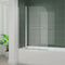 Radiant D-shaped bath screen with inline panel and rail, 1400 x 300 x 700mm, curved glass with chrome frame