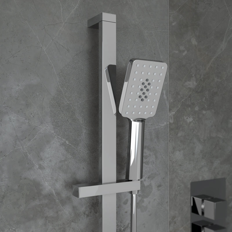 Concealed Shower Twin Valve, Fixed Shower Head & Handset Square