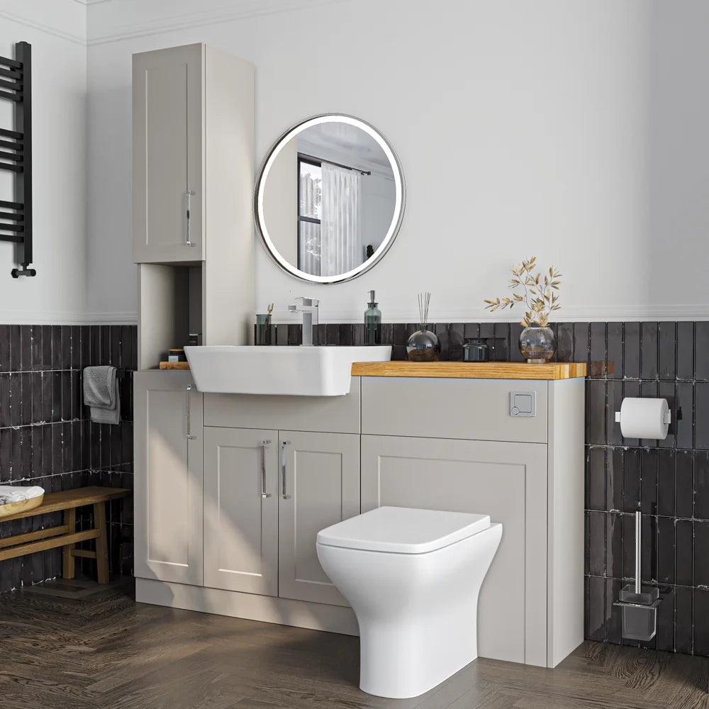 Oliver 1500 Cashmere Shaker Fitted Furniture Combination with Tall Boy