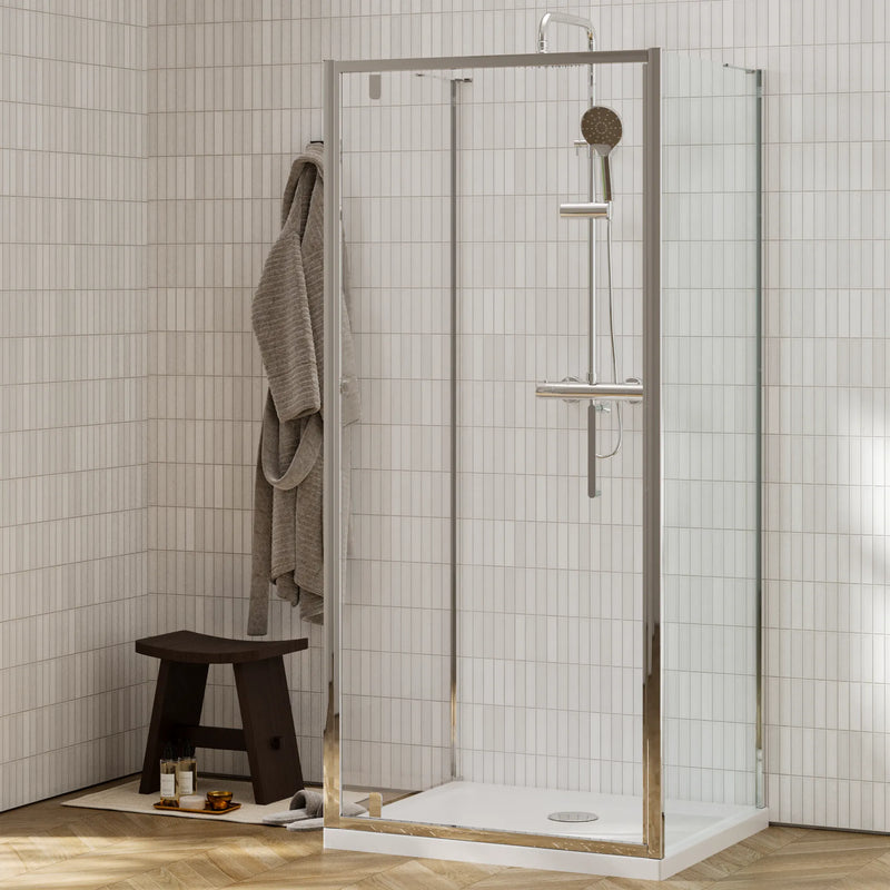800mm x 800mm 3 Sided Pivot Square Shower Enclosure Radiant