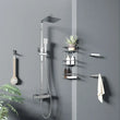 Stark cube deluxe exposed valve and riser kit in chrome, complete square-profile shower with rainfall head